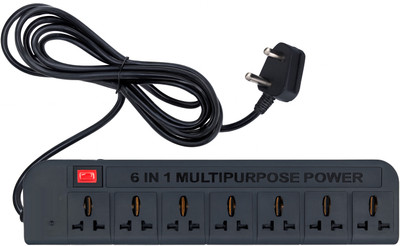 CNT Heavy Duty 6 Socket Extension Board for Home & Office | Multipurpose Power Strip 6  Socket Extension Boards(Black, 3 m)
