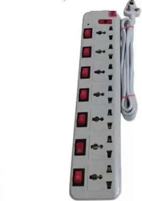 SOYEN EX SB 3 MetreL Long Wire Fuse LED Indicator 7 Socket 7  Socket Extension Boards(White, 3 m)