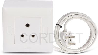 Cordnet Premium Modular Extension With With Three Pin Socket Three Core Wire 1  Socket Extension Boards(White, 5 m)