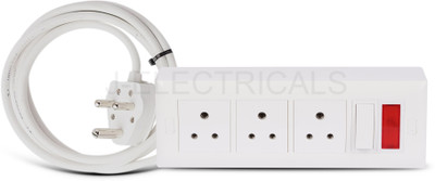 JELECTRICALS Premium Modular Extension Board With 3 Core Wire 4  Socket Extension Boards(White, 4 m)