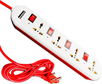 eSYSTEMS Extension Board, Led Indicator, Individual Switches Cord 2.8 Meter 6 A 4  Socket Extension Boards(White, 2.8 m)