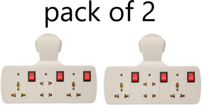 zeinet 3 Pin Multi Plug Socket Extension Board with Individual switches 3  Socket Extension Boards(White, 0 m)