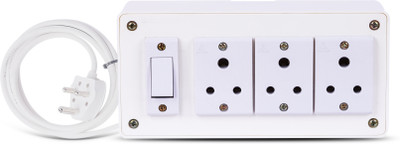 Cordnet Classic Premium Heavy Duty Extension With 3 Core Wire & 6AMP Plug 3  Socket Extension Boards(White, 2 m)