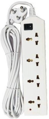 SURYA Extension Board 4 Way 5 Mtr. long wire 1 Master Switch with Surges and Spike Protection , Extension Cord Long Wire , 4 Way Extension Board (Pack of 1) 4  Socket Extension Boards(White, 5 m)