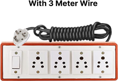 cromium Power Plate 2500W with 1 + 4 Socket Extension Boards with Wire (Black) 4  Socket Extension Boards(Brown, 3 m)