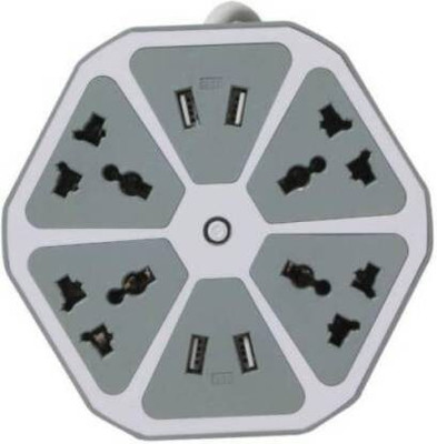 lvpl Hexagon Socket Extension board with 4 USB 2.0Amp charging point -- PowerCube Socket EU Plug 4 Outlets+4 USB Ports Adapter 4  Socket Extension Boards(Multicolor, 2 m, With USB Port)