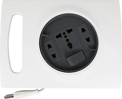 CADEAU Multi Plug Point Square Shape Extension Cord with 4 Meter Long 2 Core Wire One Switch Two Pin Socket and 3 Pin Socket Extension Boards (White, Black) 3  Socket Extension Boards(White, Black, 4 m)