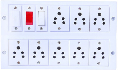 BAHUL EXTENSTION 4 METER LONG WIRE SMALL PLUG WITH ANCHOR PARTS 8  Socket Extension Boards(White, 4 m)