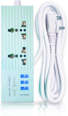 Daily Needs Shop Heavy Extension Cord for Multiple Devices With 3 USB Port+ 2 Electrical Socket 10 A Five Pin Socket
