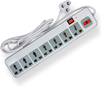 Aadars Creation 7-Socket Surge Protector Power with Heavy-duty cord 7  Socket Extension Boards(White, 4 m)