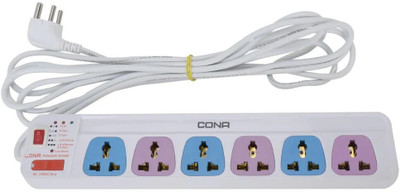 PM Cona Value Series 3291 Power Strip 4Mtr 6A (6*1) 6  Socket Extension Boards(White, 4 m)