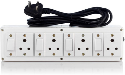 JELECTRICALS Premium White Extension Switch Board With 4 Socket and 4 Switch 4  Socket Extension Boards(White, 4 m)
