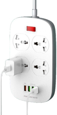 MYVN 2500W Smart Extension Board with 4 Universal Socket & 4 USB Type A Ports 4  Socket Extension Boards(White, 2 m, With USB Port)
