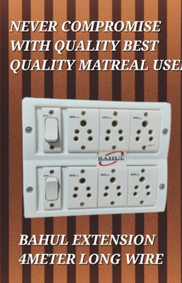 BAHUL SHOCKPROOF PVC EXTENSION 2+6SOCKET 4 METER 6  Socket Extension Boards(White, 4 m)