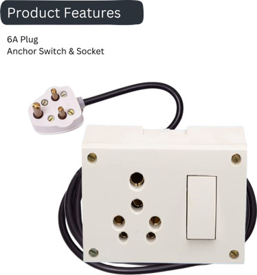 JELECTRICALS Premium Heavy Duty Combined 16 AMP Switch & 16AMP Socket Extension 1  Socket Extension Boards(White, 3 m)