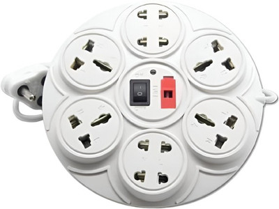 TOOLART Multi-Purpose 6-Socket Round Extension Board with 2.5m Wire lRW31 6  Socket Extension Boards(White, 2.5 m)