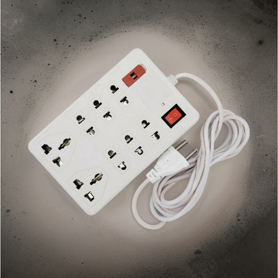 TOOLART 8 Sockets 2 Switches(Cord Length 2 Meters) 8 Socket Extension Boards PH 8  Socket Extension Boards(White, 2.5 m)