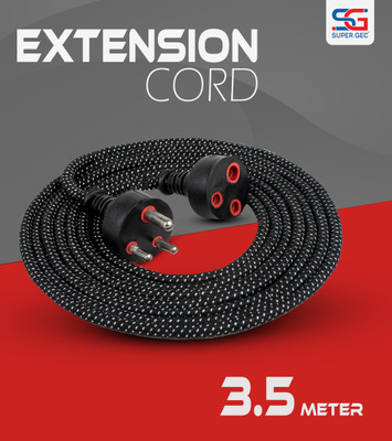 SUPER GEC Extension Cord | 3 Pin Male Female Power Cable | Pure Copper Wire | 1  Socket Extension Boards(Black, 3.5 m)