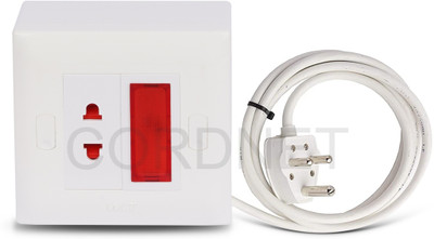 Cordnet Premium Modular One Two Pin Socket and One Indicater 1  Socket Extension Boards(White, 15 m)