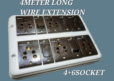 BAHUL 4+6SOCKET MULTIOUTLET EXTENSION BOARD 6  Socket Extension Boards(White, Brown, 4 m)
