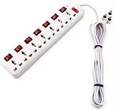 D-DEVOX SB-NISON7+7 Cord With Individual Switches FUSE Led Indicator 7 Socket Extension 7  Socket Extension Boards(White, 3 m)