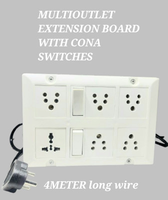 BAHUL MULTIOUTLET EXTENSION BOARD 2+6 SOCKETS 6  Socket Extension Boards(White, 4 m)