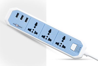 Daily Needs Shop Extension Board/Cord With 3 USB Ports+3 Electrical Socket Extension Board 10 A Five Pin Socket