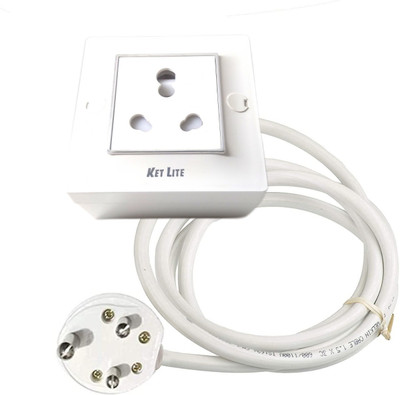 exquisite export international 6/16 amp Indian Power Socket Extension Board with 3 Core ISI Copper Wire Cable Fitted with New Modular Accessories for Hospitals/Home/Offices 1  Socket Extension Boards(White, 4 m)