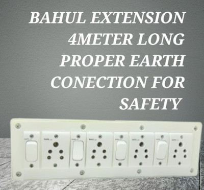 BAHUL 4+4SOCKET 4METER LONG WIRE ISI PARTS 4  Socket Extension Boards(White, 4 m, With USB Port)
