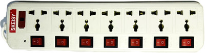Saubhagye SK NEW EXT-7 SOCKET 7 SWITCH BOARD POWER UP 6AMP BOARD WITH 3MTR WIRE LENGTH 7  Socket Extension Boards(White, Red, 3 m)