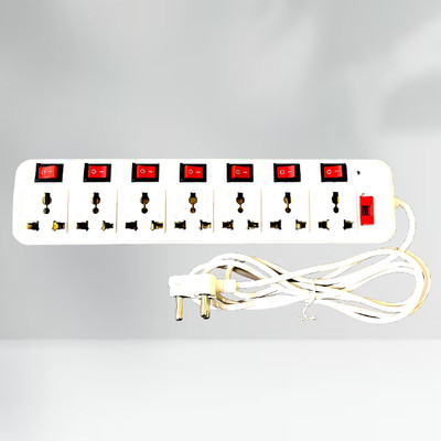 Aldeco Switch Extension Board with 7 Socket 7  Socket Extension Boards(White, 2.25 m)