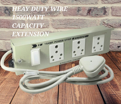 BAHUL BIG PLUG HEAY DUTY WIRE 1500WATT CAPACITY EXTENSION WITH 2METER LONG 3  Socket Extension Boards(Grey, 2 m)