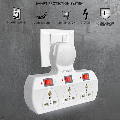 Saubhagye 4 Universal Socket 3 Switch Multi Plug Extension Board/Multiplug 4  Socket Extension Boards(White, 0 m)