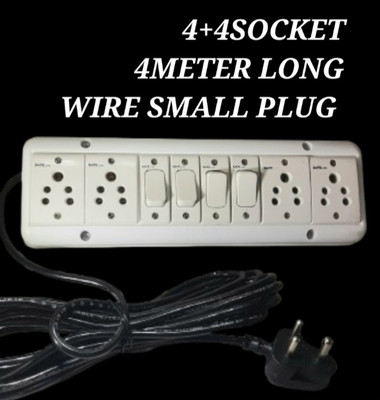 BAHUL SHOCKPROOF EXTENSION 4+4SOCKET UNBREAKABLE 4  Socket Extension Boards(White, 4 m)