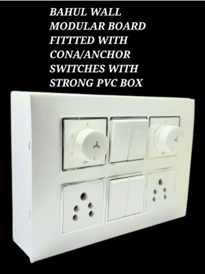 BAHUL WALL MOUNT MODULAR BOARD WITH BOX. 2  Socket Extension Boards(White, 0 m)