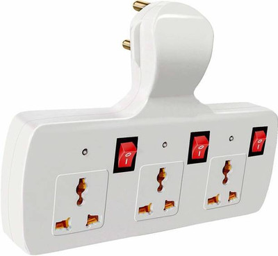 TOOLART (White) 6 amp (packof 1pcs) 3 Socket Extension Boards (White, 0 m) Du 3  Socket Extension Boards(White, 0 m)