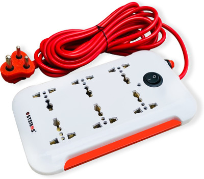 eSYSTEMS Led Indicator, Master Switch Cord 4.6 Meter 6 Amp 6  Socket Extension Boards(White, 4.6 m)