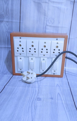 Exboma 4+4 switch shocket extesion board 4  Socket Extension Boards(Brown, 4 m)