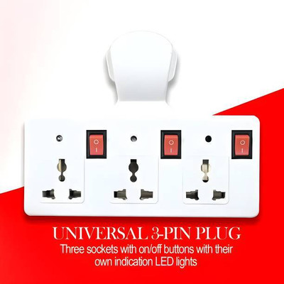 TOOLART 3 UNIVERSAL SOCKET 3 SWITCH MULTI PLUG EXTENSION BOARD Extension Boards fx 3  Socket Extension Boards(White, 0 m)