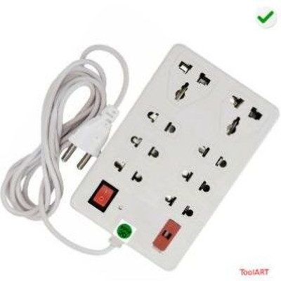 LifoDora f1_ToolART_8 Socket 1 Switch With fuse 8 Socket Extension Boards (white, 2m) 8  Socket Extension Boards(White, 2 m)
