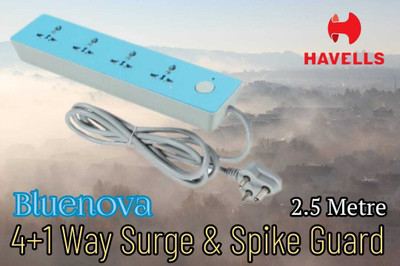 HAVELLS REO Bluenova { 4+1 Switch } Universal 4  Socket Extension Boards(Blue, 2.5 m)