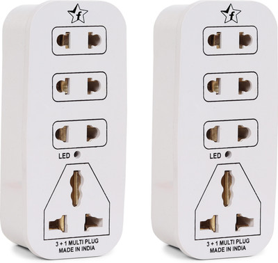 Flipkart SmartBuy 3 + 1 Multiplug with LED Indicator, 4 Universal sockets (Pack of 2) 4 Socket Extension Boards(Beige, 0 m) Flipkart SmartBuy 3 + 1 Multiplug with LED Indicator, 4 Universal sockets (Pack of 2) 4 Socket Extension Boards(Beige, 0 m)