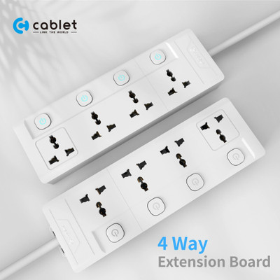 Cablet 4040-18 - 4 Universal Socket, 4 Switch and 1.8m Heavy Duty Cable 4  Socket Extension Boards(White, 1.8 m)