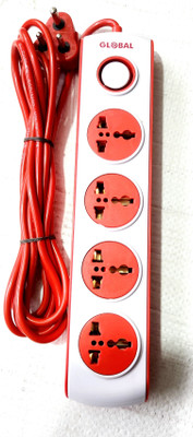Global Power extention cord 4  Socket Extension Boards(Red, 4 m)