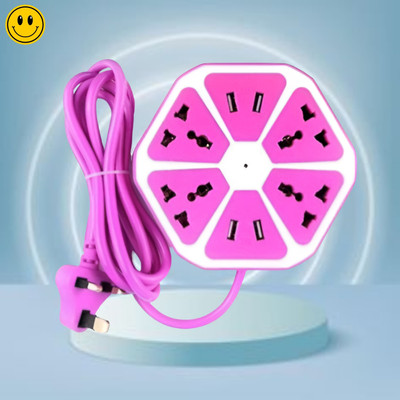 Clairbell Hexagon Extension socket with 5 Meter Cable & 4 usb ports Charging, 4 SocketT496 4  Socket Extension Boards(Multicolor, 3 m, With USB Port)