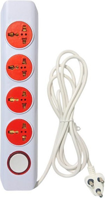 ELOSME POWER STRIP 10A MASTER SWITCH WITH INDICATOR 4  Socket Extension Boards(Grey, 2.2 m)