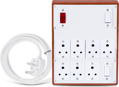 Cordnet Heavy Duty Extension Board With 6A 3 PIN Plug (Style1_3M) 7  Socket Extension Boards(Brown, 3 m)