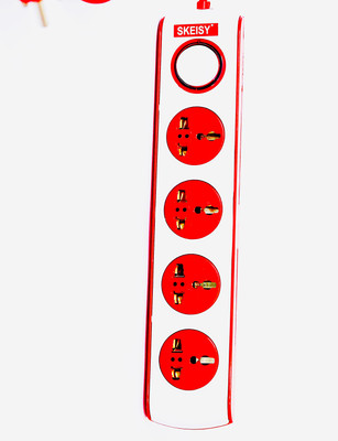 Skeisy NEW SK EXT-401 4 SOCKET 1 UNIVERSAL SURGE PROTECTOR CAPACITYUP TO 6 AMP 4  Socket Extension Boards(White, Red, 2.5 m)