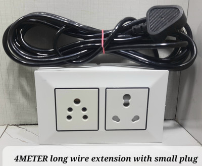 BAHUL Pvc Shockproof EXTENSION 4METER LONG WIRE SMALL PLUG 2  Socket Extension Boards(White, 4 m)