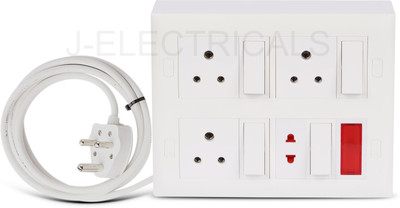 JELECTRICALS Premium Modular Extension Board With 3 Core Wire 4  Socket Extension Boards(White, 5 m)